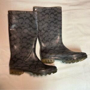 Coach Gray Monogram Winter Boots